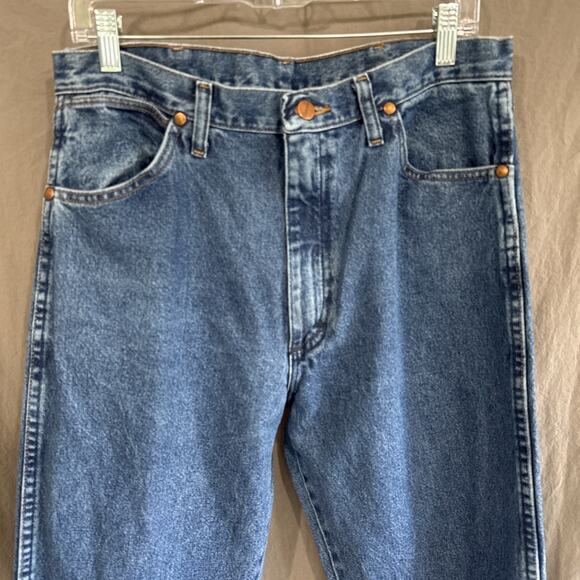 Wrangler 13MWZ Cowboy Cut Jeans Blue Denim Straight Leg 34x36 (Measures 33x35) - Picture 2 of 12